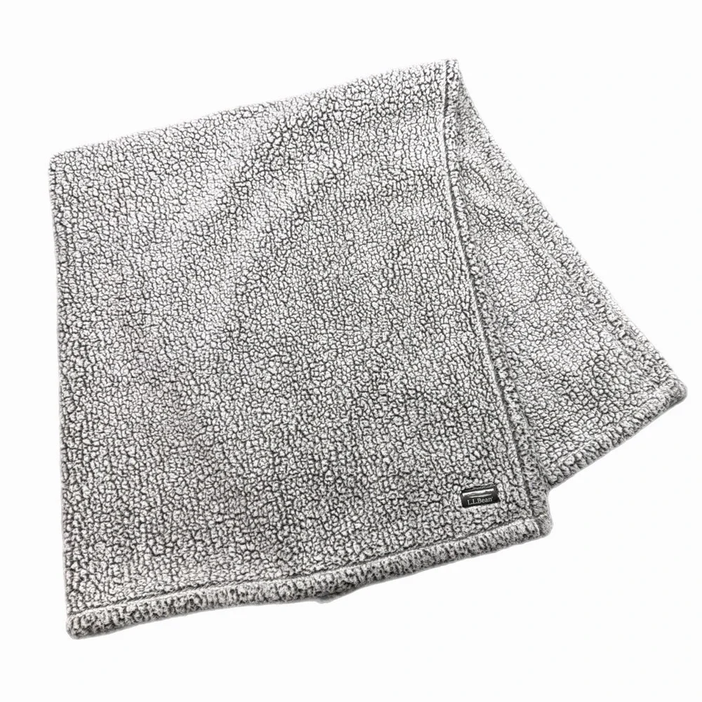 L.L. Bean Cozy Plush Throw Blanket Gray 48x60 Soft Fleece Sherpa Warm